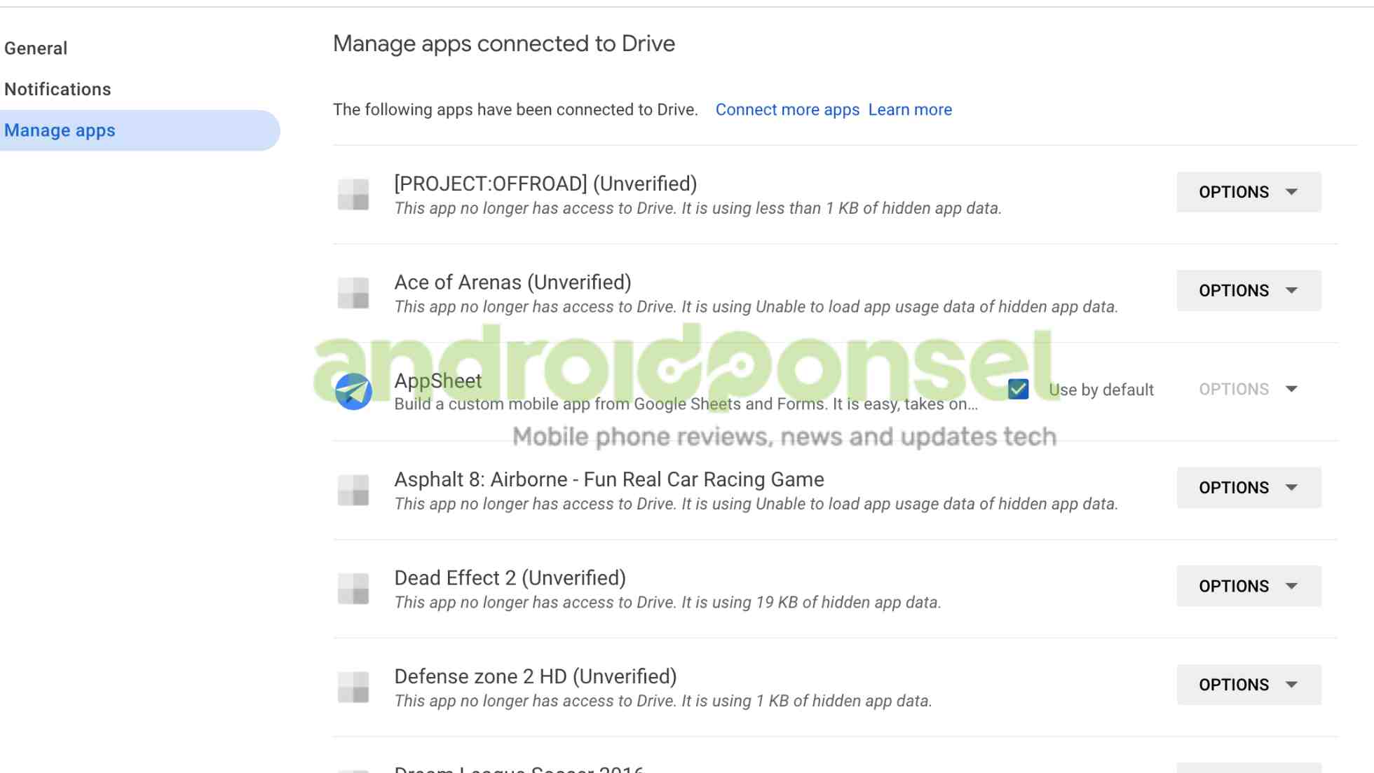 Manage Apps Google Drive