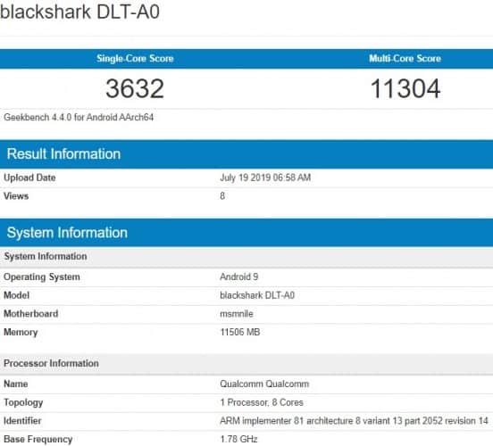 Black Shark 2 Pro Hadir di Geekbench dengan Snapdragon 855 Plus dan RAM 12GB