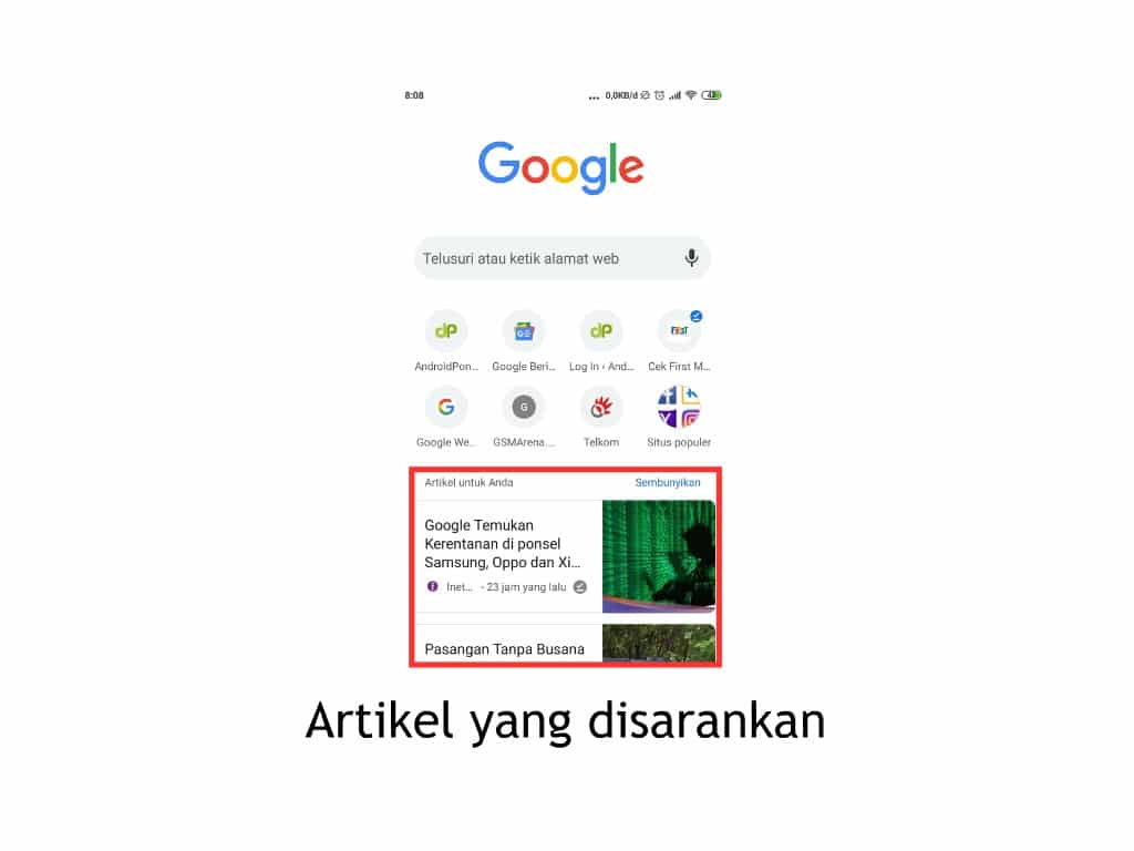 artikel disarankan google chrome