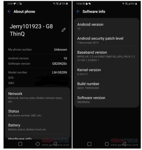 Pembaharuan OS Android 10 LG G8 ThinQ