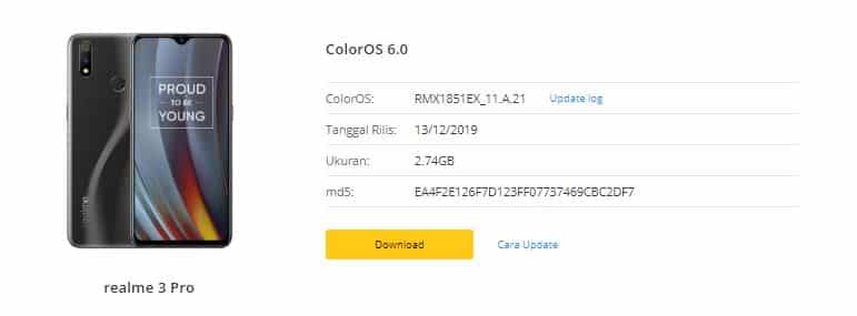 Pembaharuan Realme 3 Pro Desember