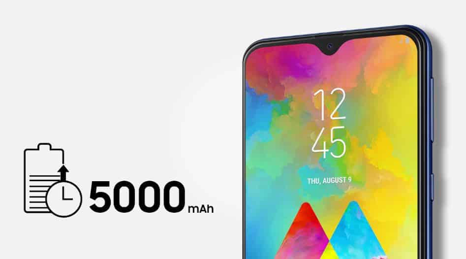 Galaxy M20 dengan kapasitas baterai sebesar 5000 mAh