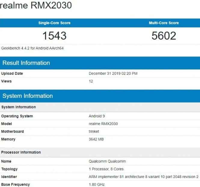 Realme 5i Geekbench 1