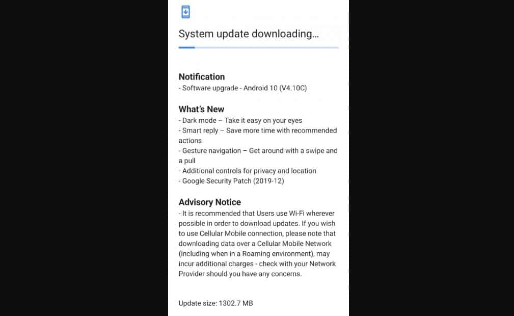 Tangkap layar Update OS Nokia 6.1 plus