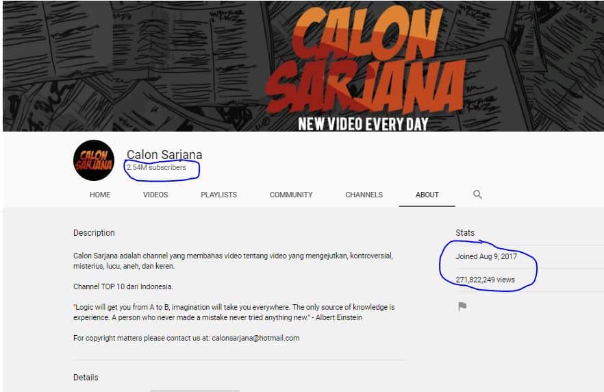 Tangkap layar channel Calon Sarjana