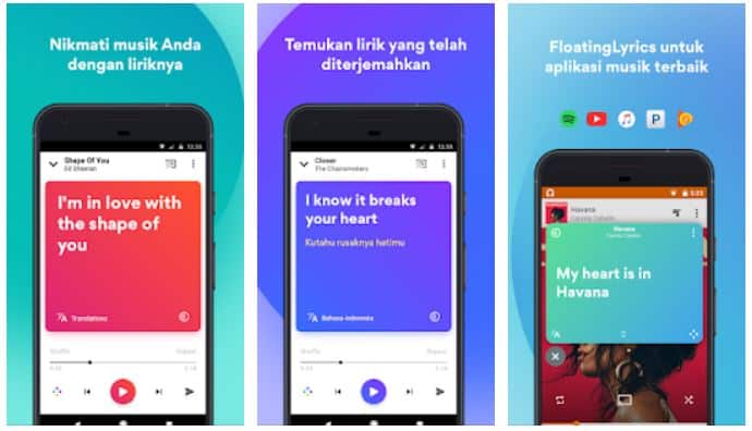 Aplikasi musik yang menampilkan lirik