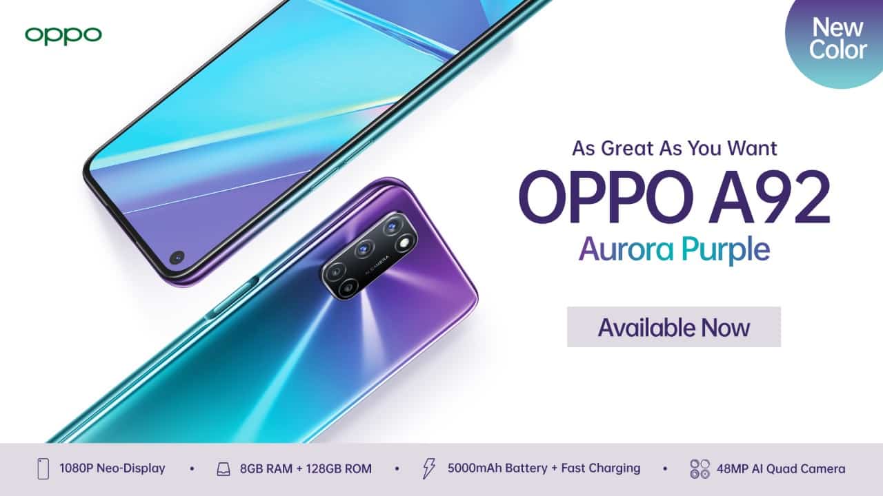 Warna Baru OPPO A92 Aurora Purple