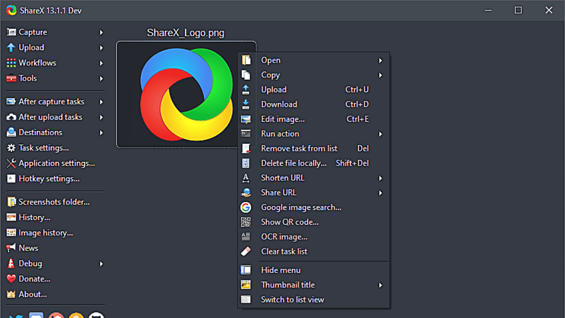 ShareX Perekam layar PC