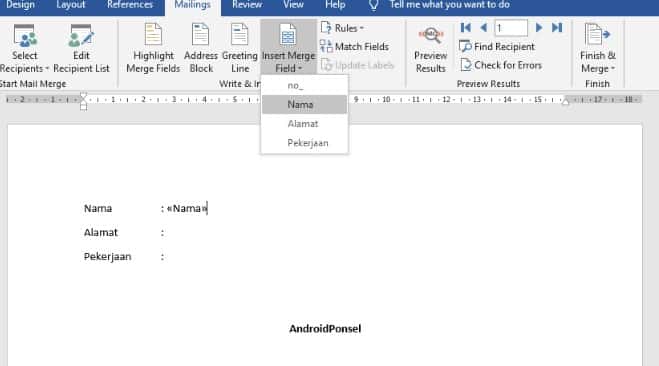 Mail Merge Word dan Excel 