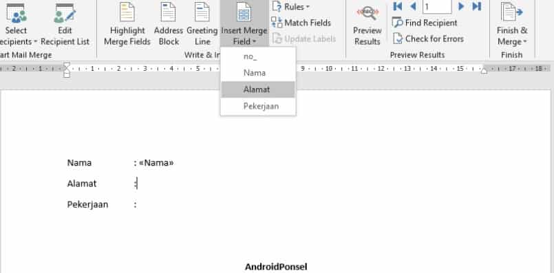 Mail Merge Word dan Excel 