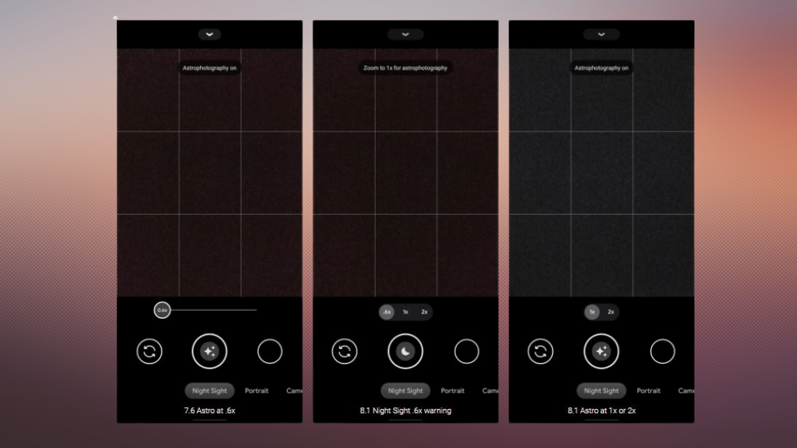 Google Camera 8.1 tidak lagi mendukung Astrofotografi ultrawide