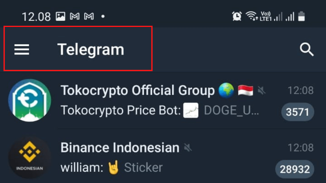 Menu Telegram