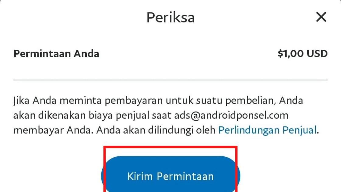 Kirim permintaan pembayaran paypal