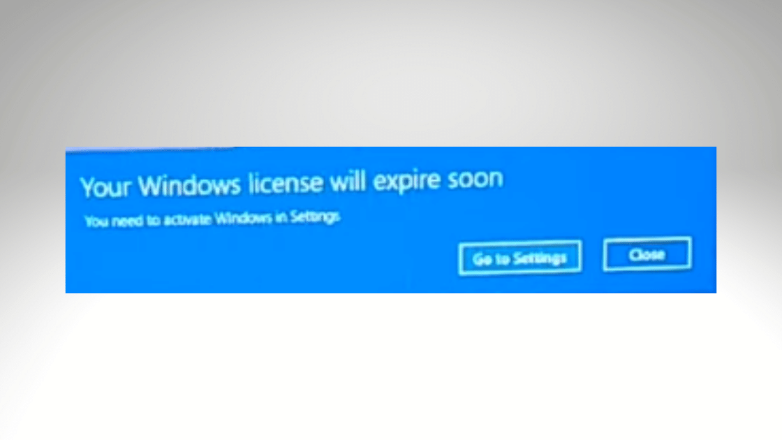 your Windows license will expire soon