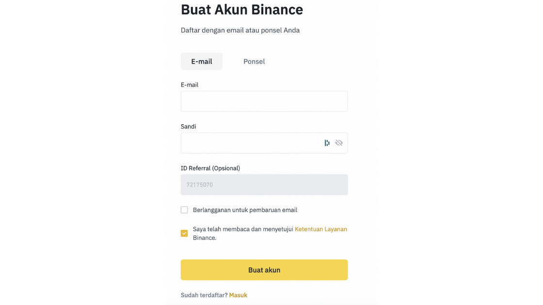 cara daftar binance