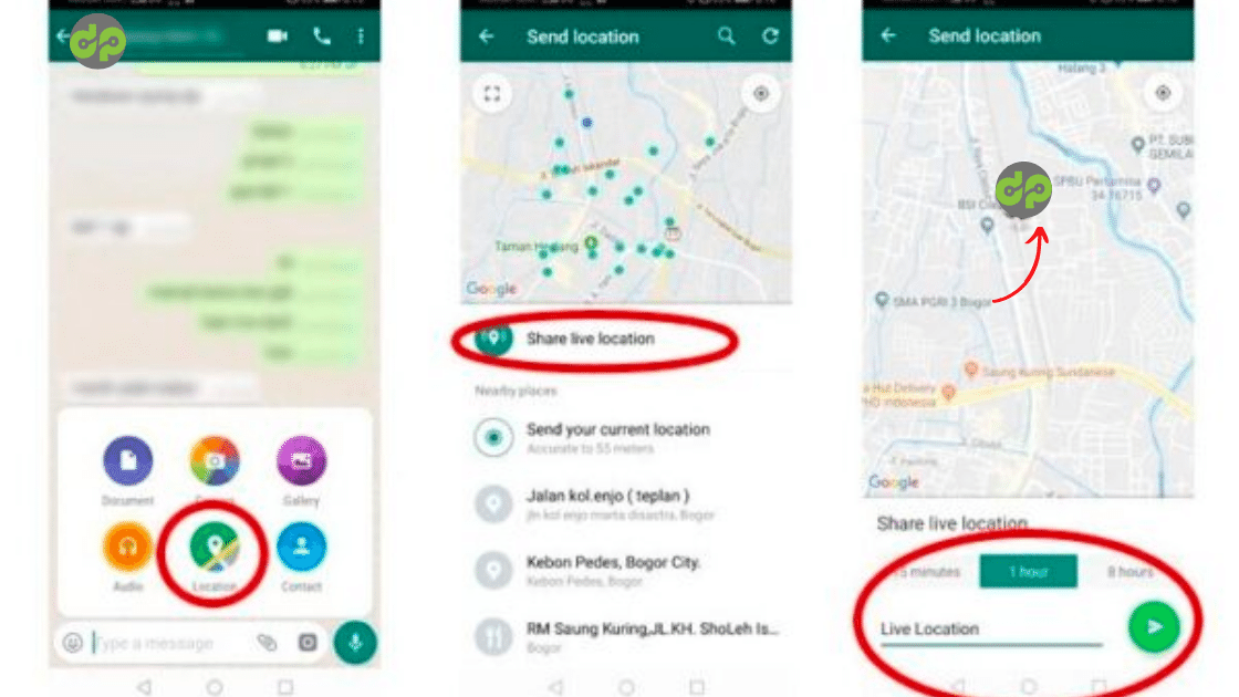 cara Share lokasi WhatsApp terkini Live