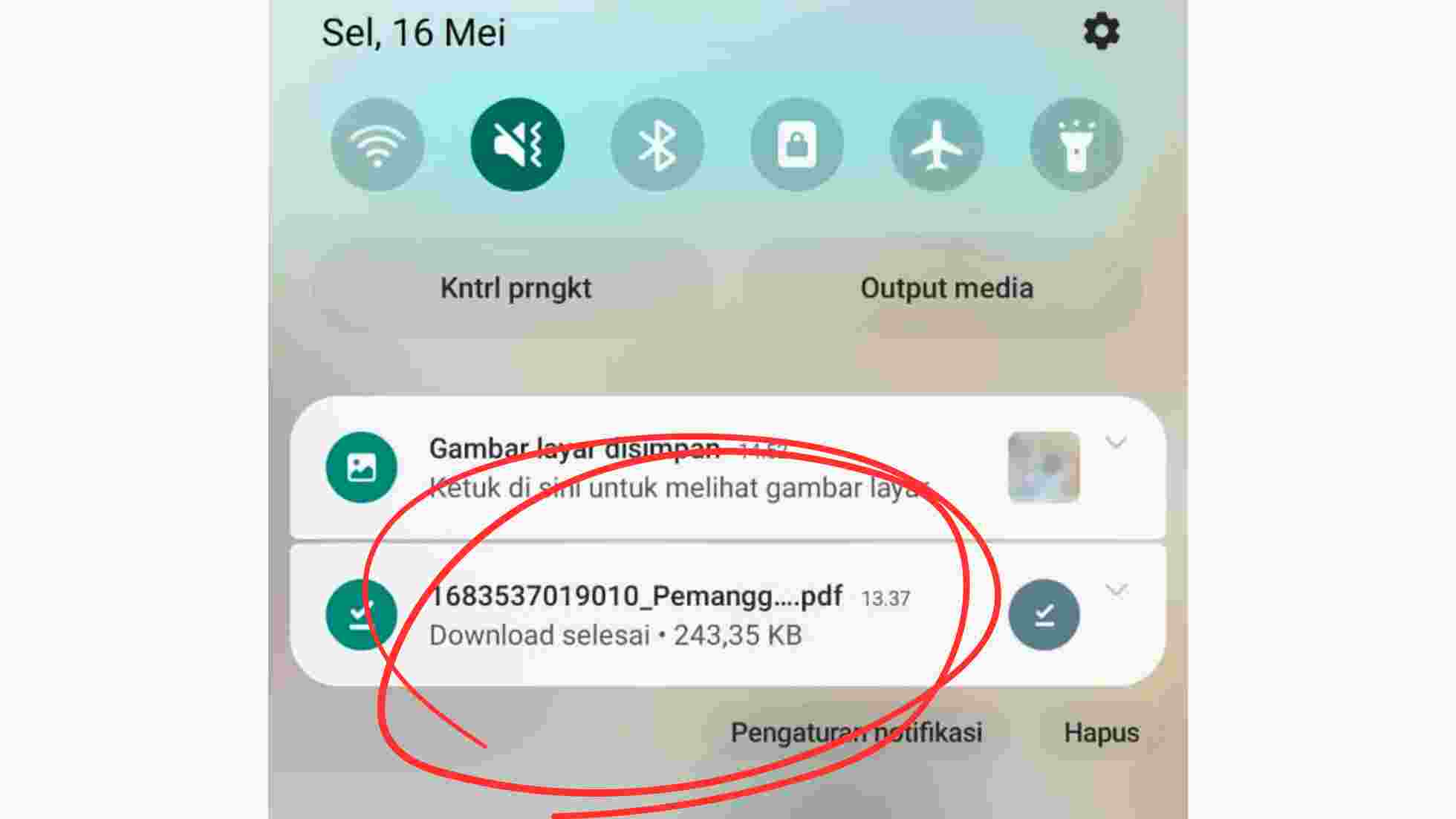 notifikasi hasil download