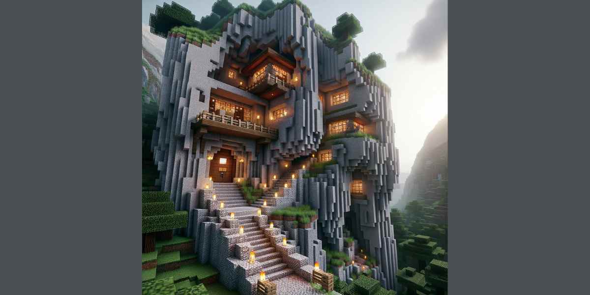 Rumah Lereng Gunung Minecraf