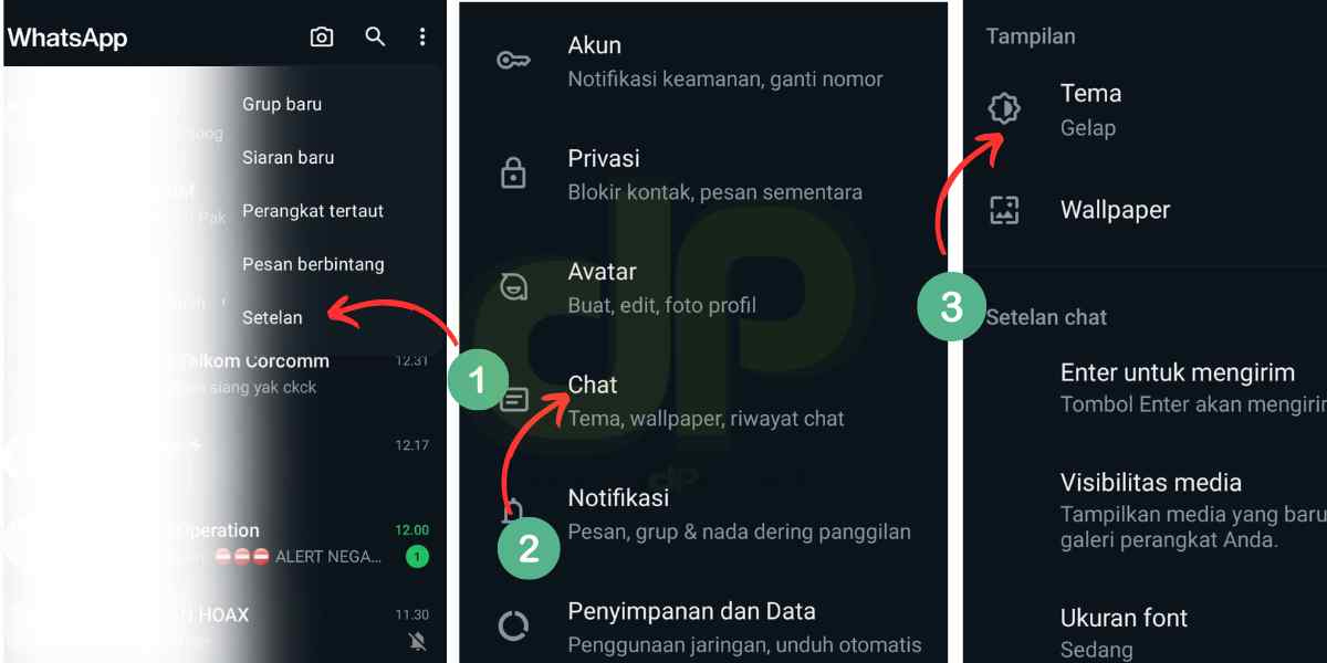 langkah ubah tema whatsapp