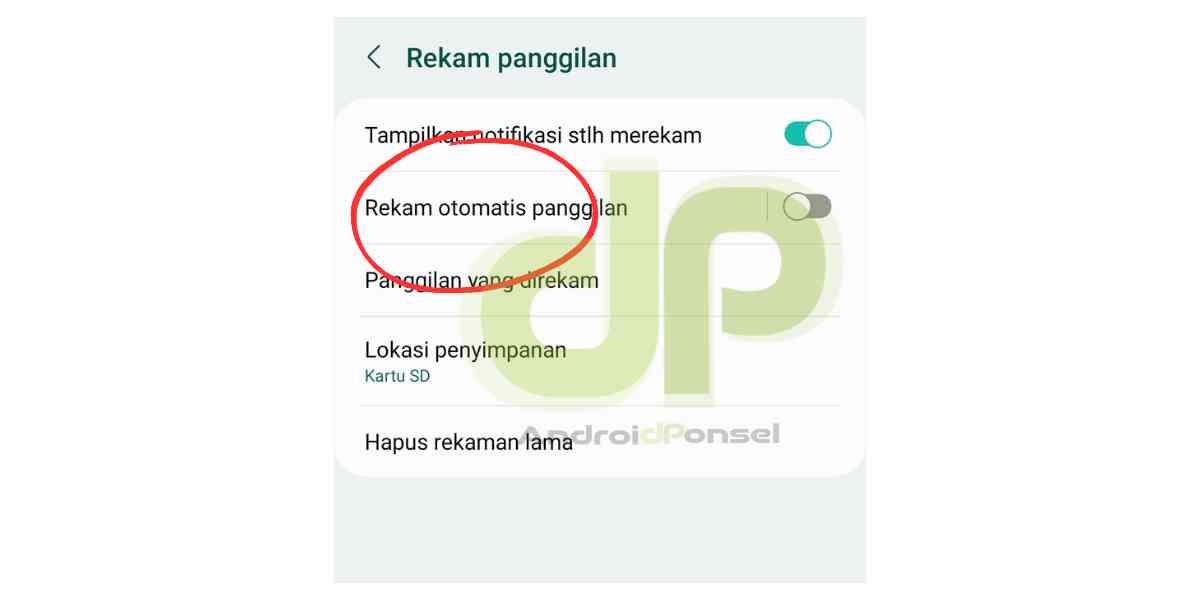 aktifkan rekam otomatis panggilan