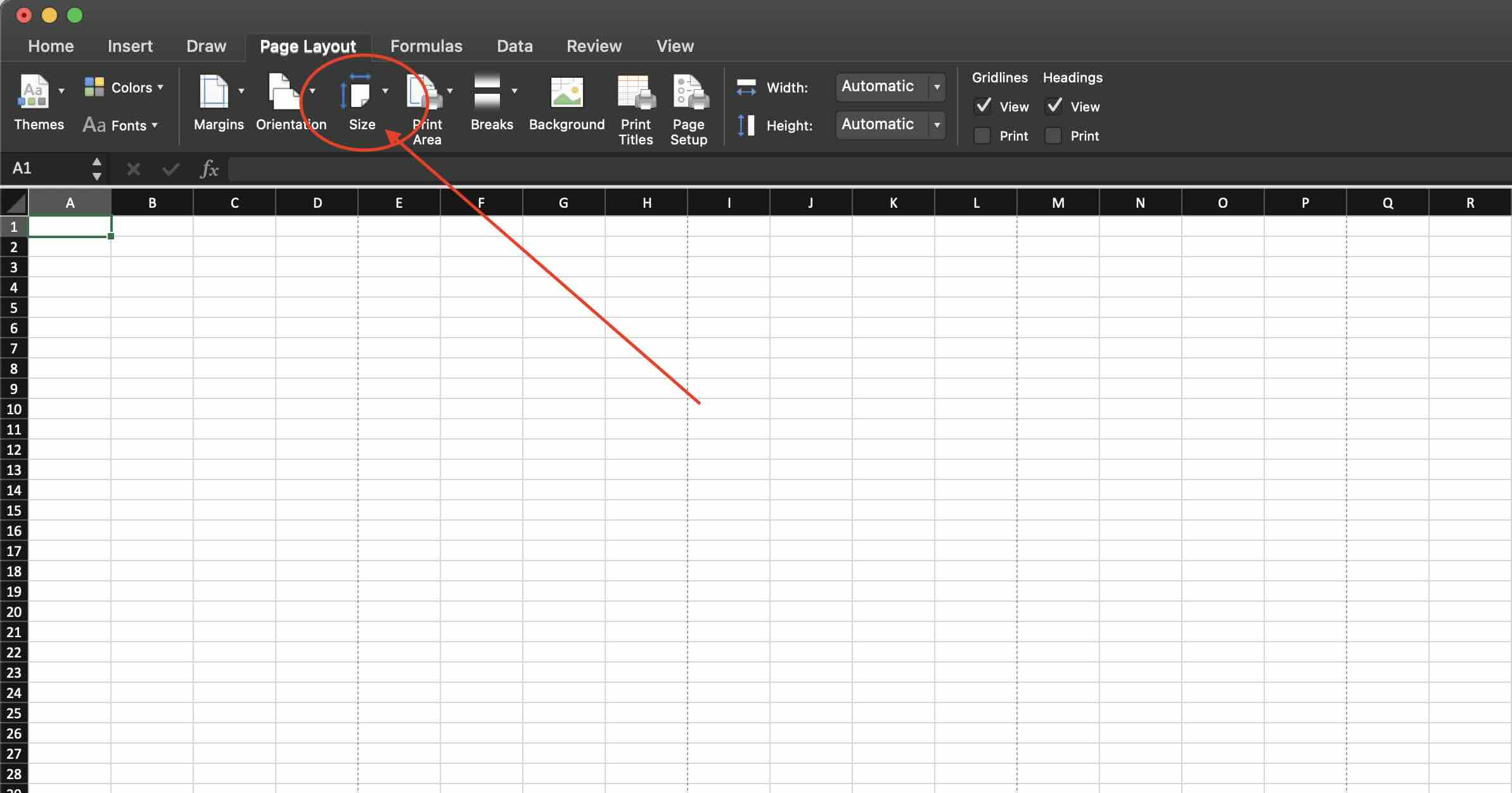 ukuran F4 di Excel