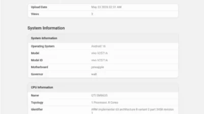 Vivo S60 Geekbench: Chipset Sama, Android 16, RAM 16GB