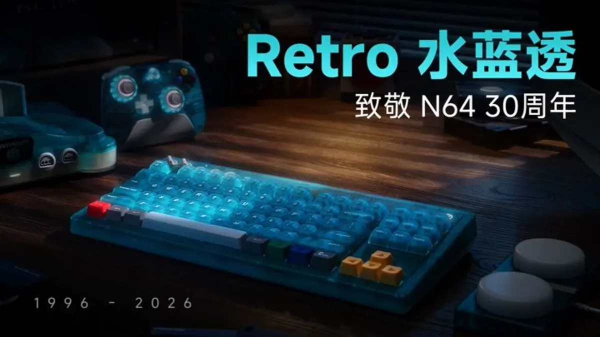 8BitDo Rilis Keyboard & Controller Transparan Biru untuk N64 30 Tahun