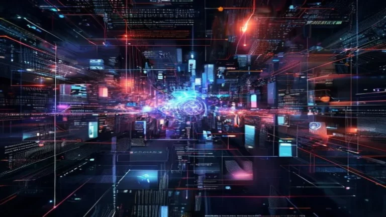 Ilustrasi konsep multimodal AI memproses teks gambar suara video - Multimodal AI - karya ilustrasi AI