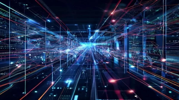 Ilustrasi infrastruktur digital dengan jaringan backbone, cloud computing, dan pusat data yang saling terhubung - infrastruktur digital adalah - karya ilustrasi AI