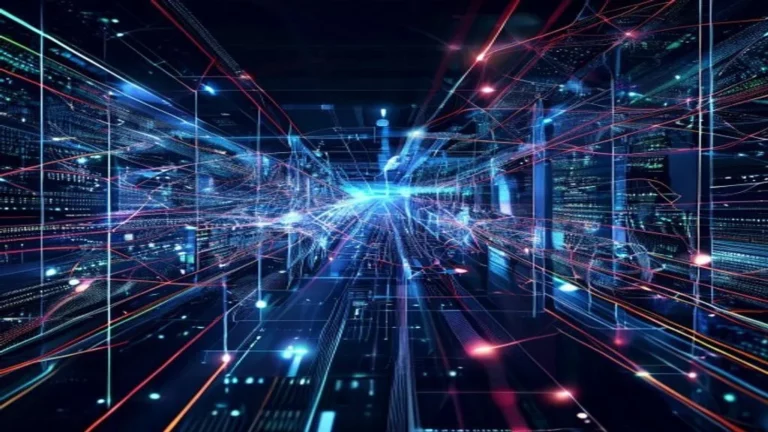 Ilustrasi infrastruktur digital dengan jaringan backbone, cloud computing, dan pusat data yang saling terhubung - infrastruktur digital adalah - karya ilustrasi AI