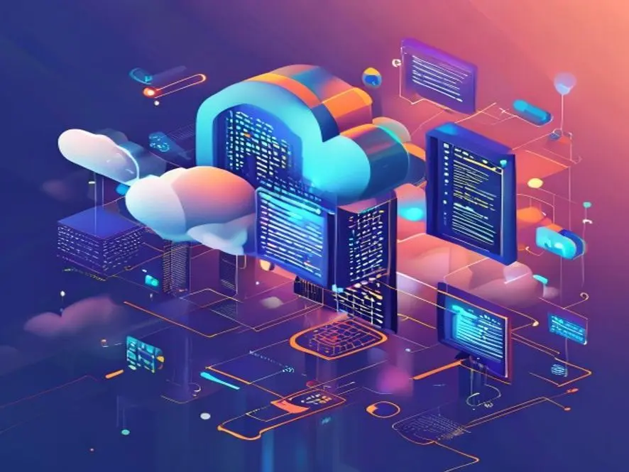 Ilustrasi 7 keunggulan cloud computing - keunggulan cloud computing - karya ilustrasi AI