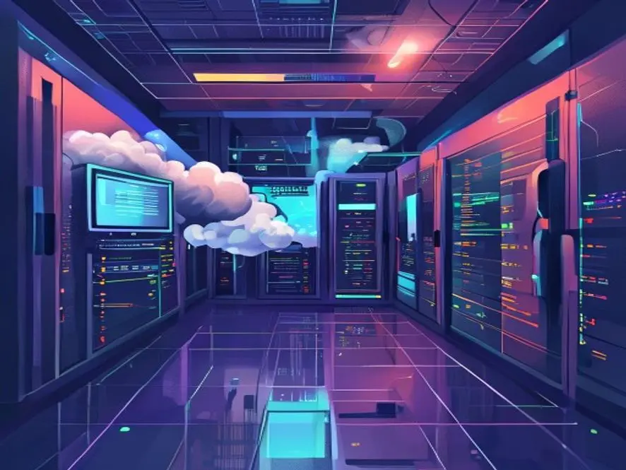 Ilustrasi cloud computing vs on premise - keunggulan cloud computing - karya ilustrasi AI