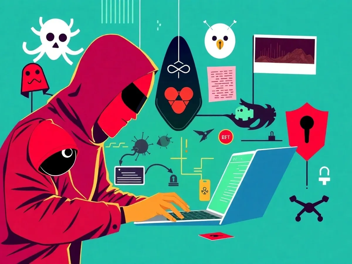 Ilustrasi jenis-jenis ancaman siber - cybersecurity adalah - karya ilustrasi AI