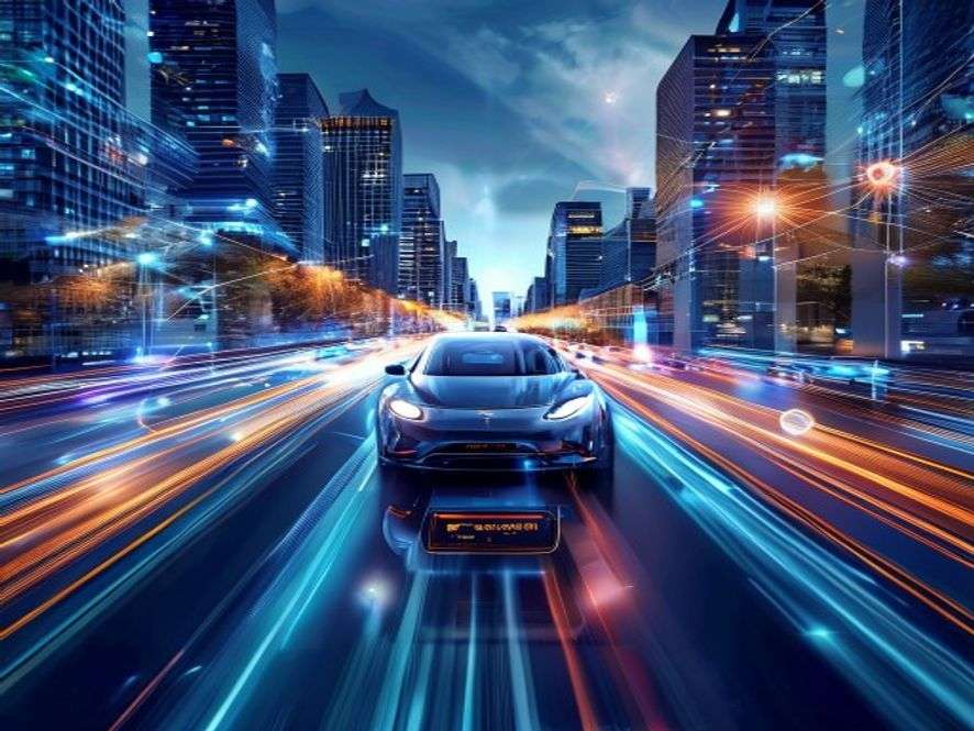Ilustrasi use case edge computing kendaraan otonom smart city kesehatan - edge computing adalah - karya ilustrasi AI