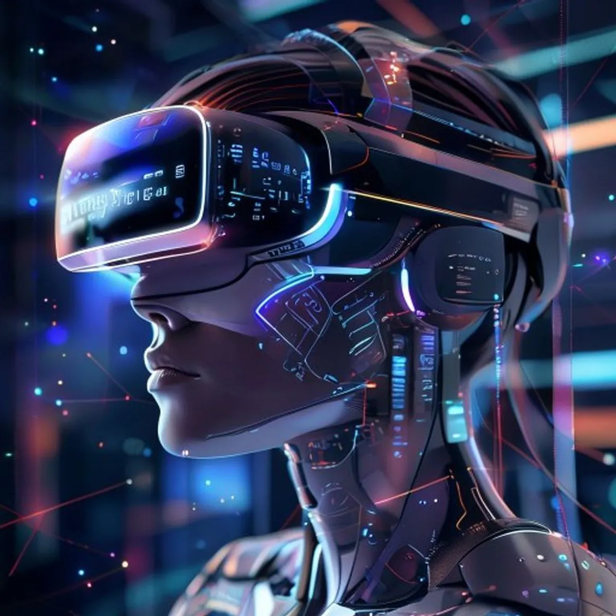Ilustrasi masa depan multimodal AI AR VR real-time - Multimodal AI - karya ilustrasi AI