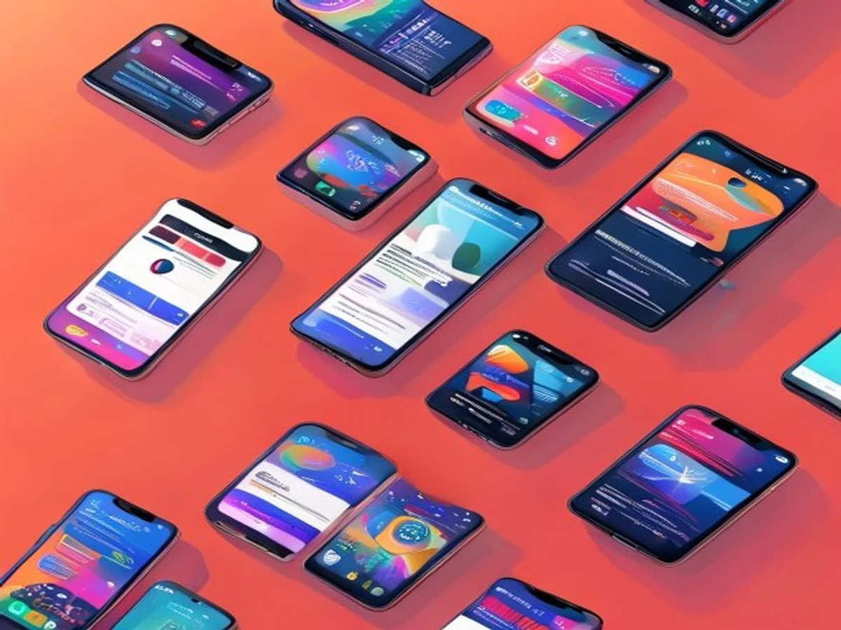 Ilustrasi smartphone android dengan aplikasi berita teknologi - karya ilustrasi AI