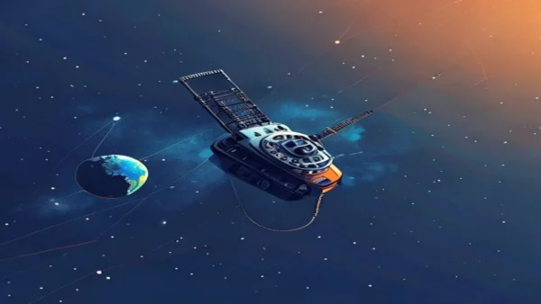 Ilustrasi ponsel satelit BSNL dengan koneksi satelit global - karya ilustrasi AI