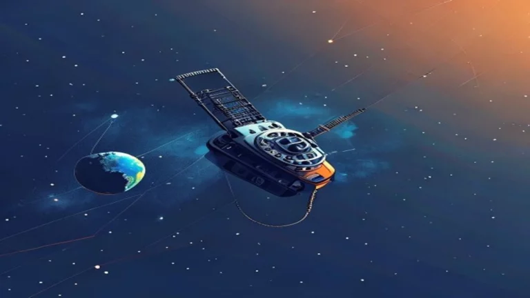 Ilustrasi ponsel satelit BSNL dengan koneksi satelit global - karya ilustrasi AI