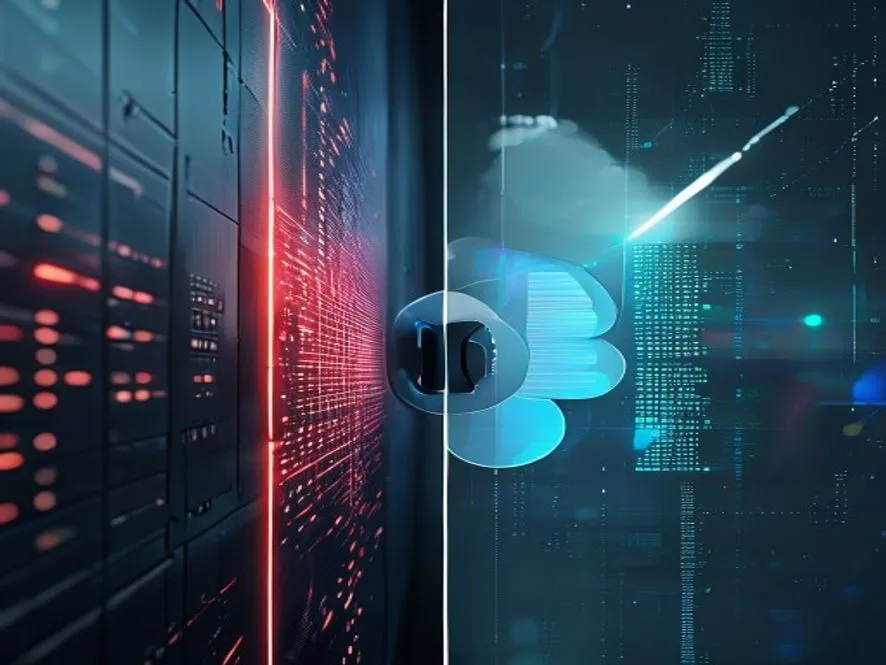 Ilustrasi perbedaan cloud workload security vs keamanan tradisional - cloud workload security adalah - karya ilustrasi AI
