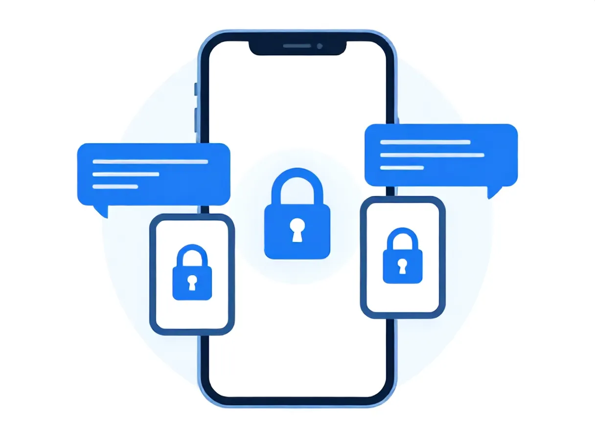 Ilustrasi enkripsi end-to-end di WhatsApp Signal Telegram - enkripsi data adalah - karya ilustrasi AI