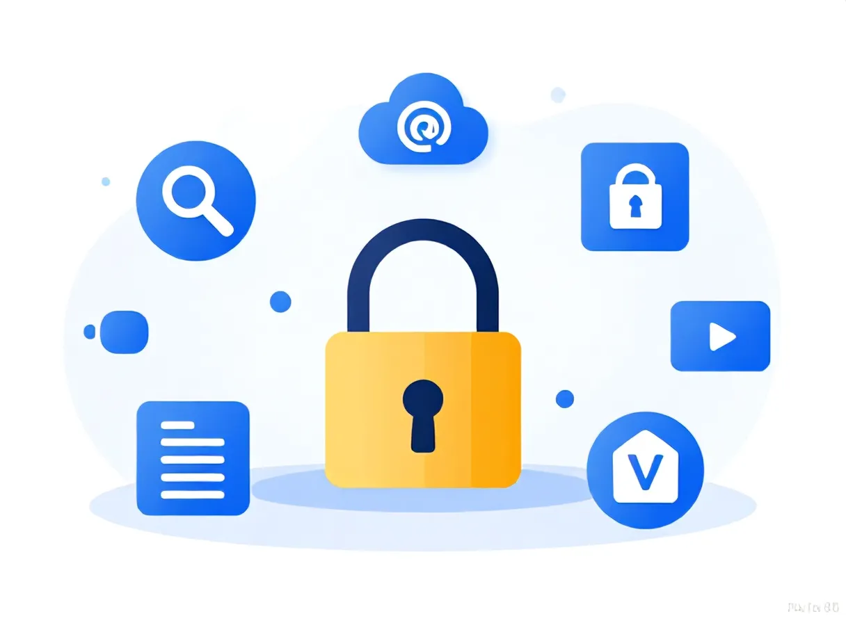 Ilustrasi enkripsi dalam kehidupan sehari-hari HTTPS VPN e-banking - enkripsi data adalah - karya ilustrasi AI