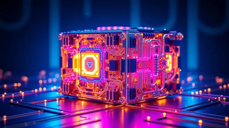 Ilustrasi quantum computing komputer kuantum futuristik - quantum computing adalah - karya ilustrasi AI