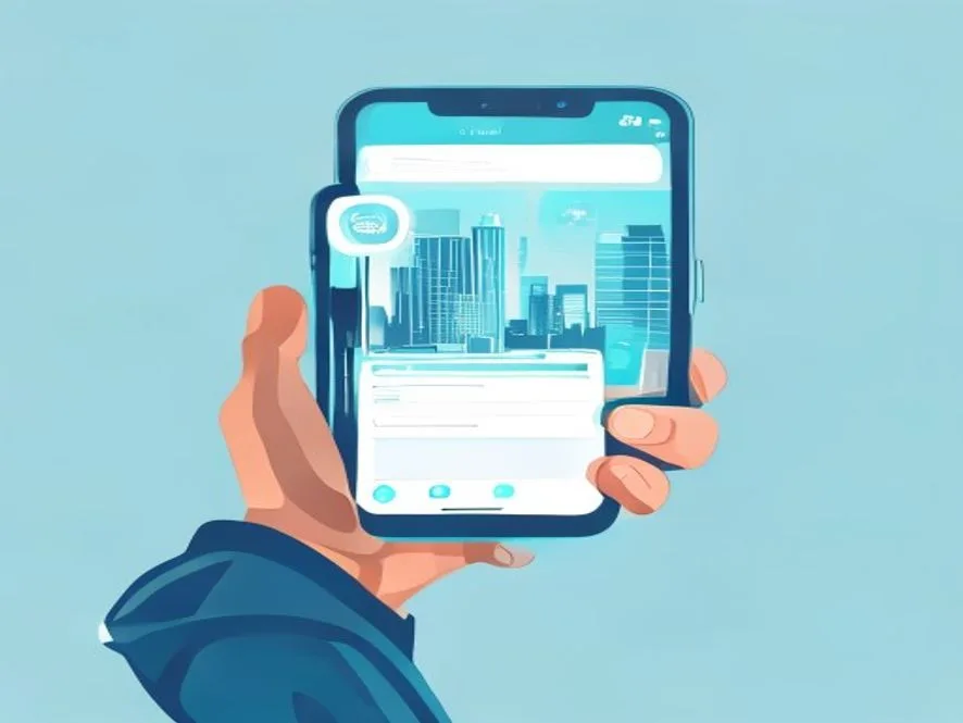 Ilustrasi apa itu smart city dengan aplikasi di smartphone - smart city indonesia - karya ilustrasi AI