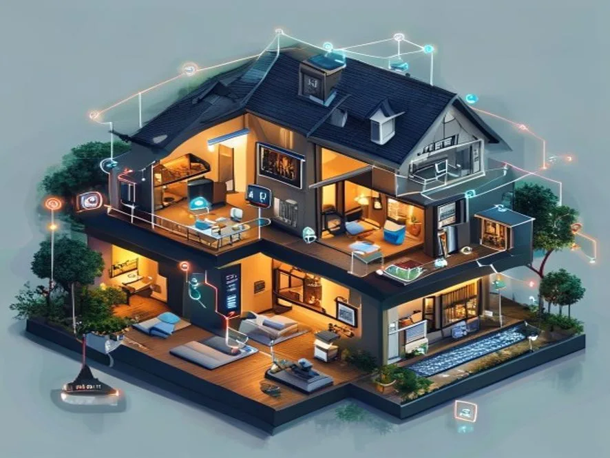Ilustrasi perangkat smart home - perangkat smart home - karya ilustrasi AI