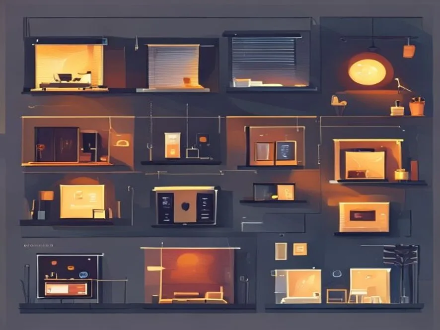 Ilustrasi perangkat smart home - perangkat smart home - karya ilustrasi AI