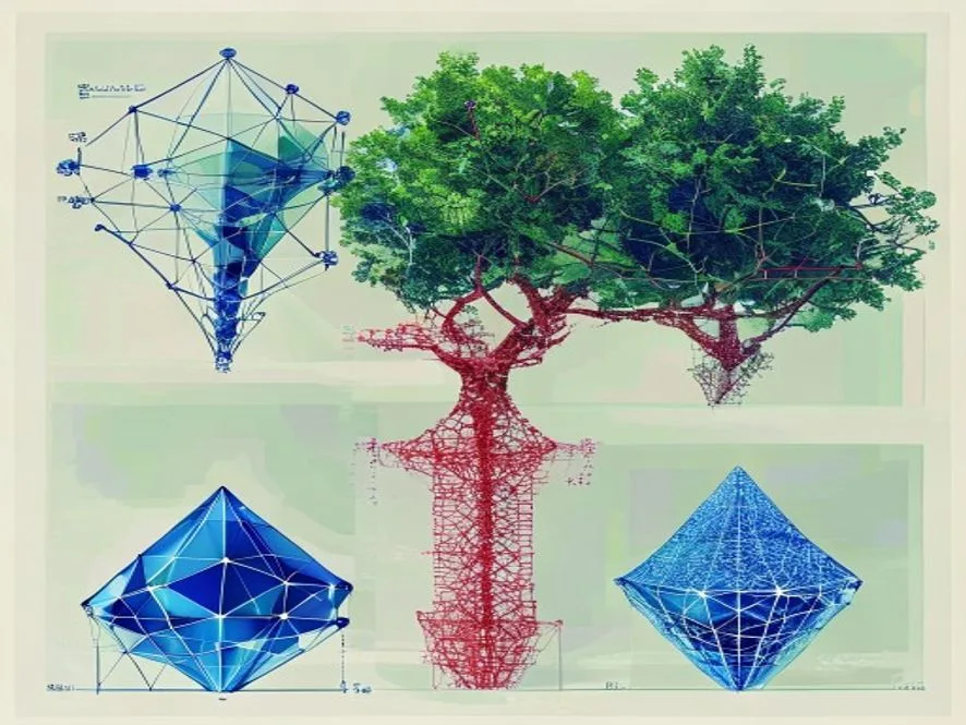 Ilustrasi cara kerja lattice-based hash-based dan code-based cryptography - Post-Quantum Cryptography - karya ilustrasi AI