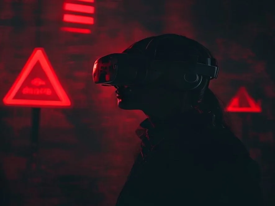Ilustrasi kritik dan risiko metaverse - metaverse adalah - karya ilustrasi AI