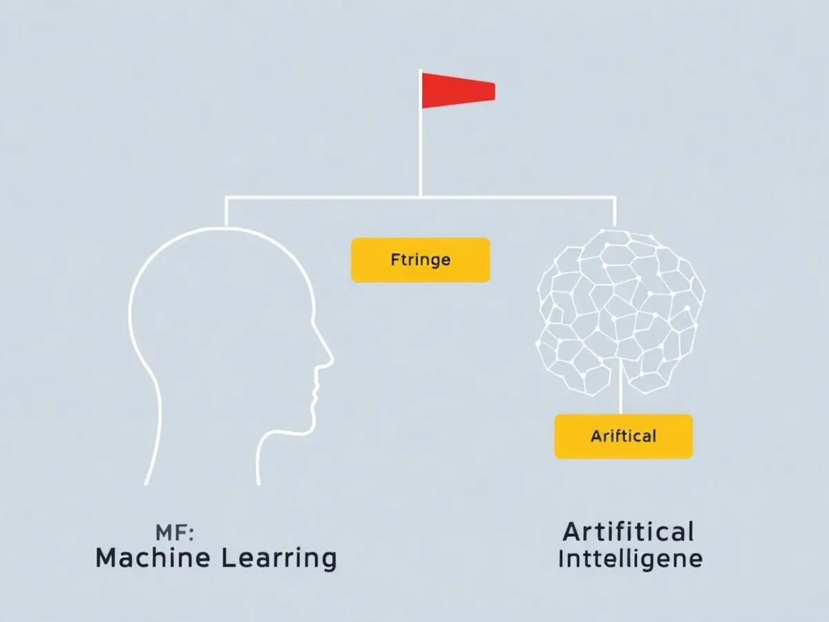 Ilustrasi perbandingan machine learning vs deep learning vs AI - machine learning adalah - karya ilustrasi AI
