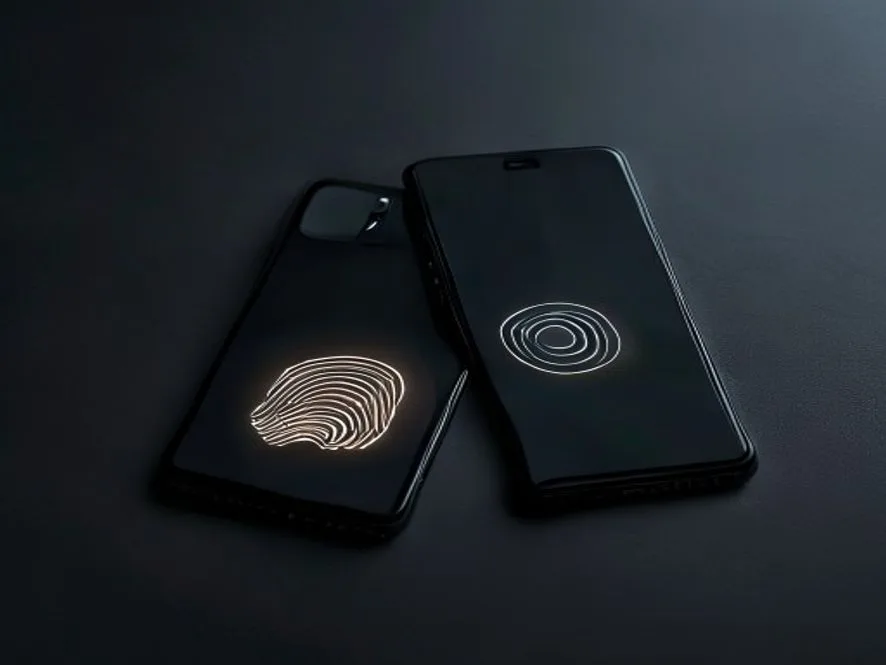 Ilustrasi passwordless di HP Android iPhone fingerprint face unlock - passwordless authentication adalah - karya ilustrasi AI