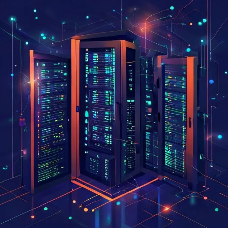 Ilustrasi Fungsi Utama Server dalam Sistem Jaringan - server adalah - karya ilustrasi AI